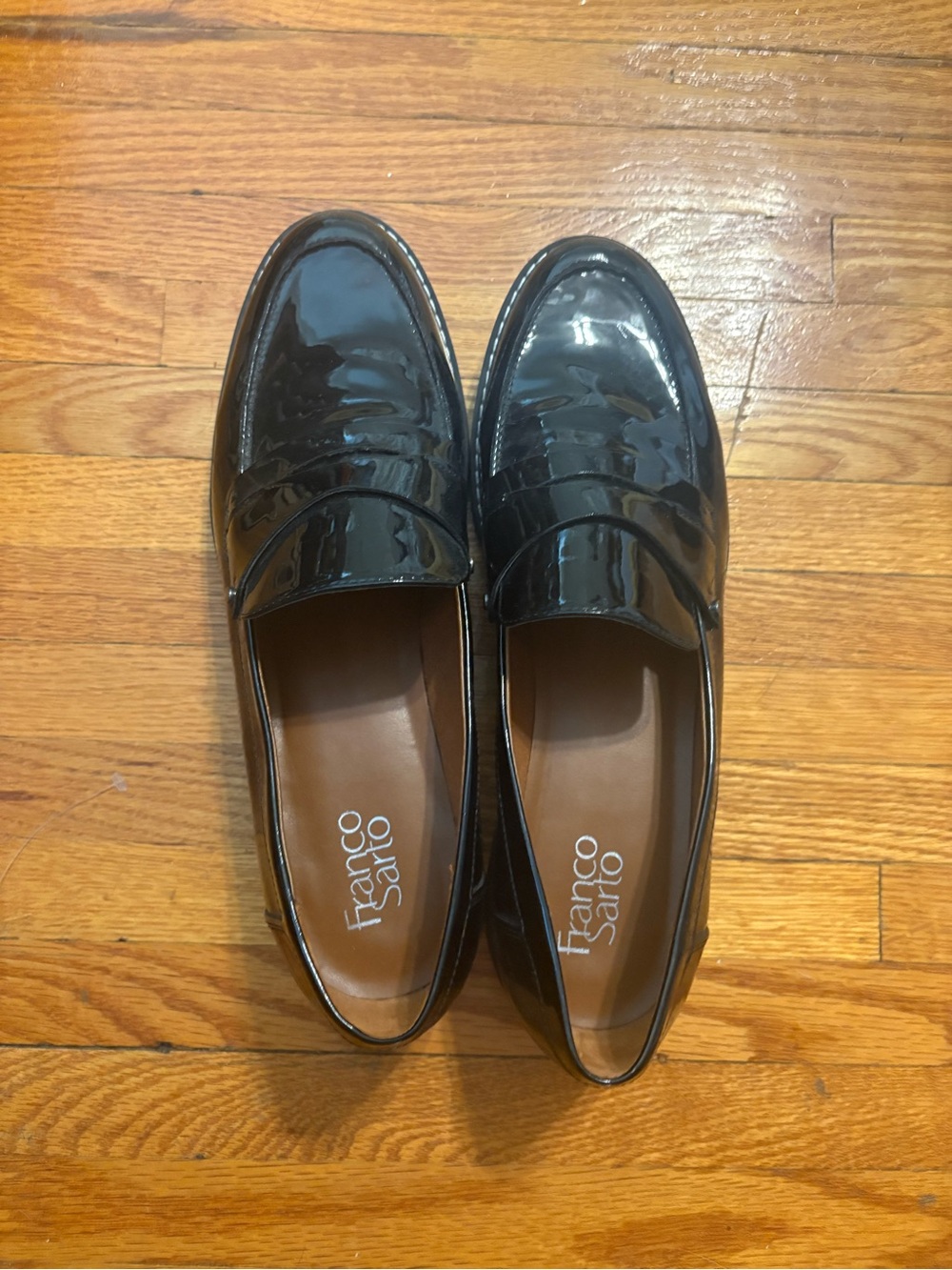 Franco Sarto Black Patent Leather Penny Loafers - Picture 4 of 8